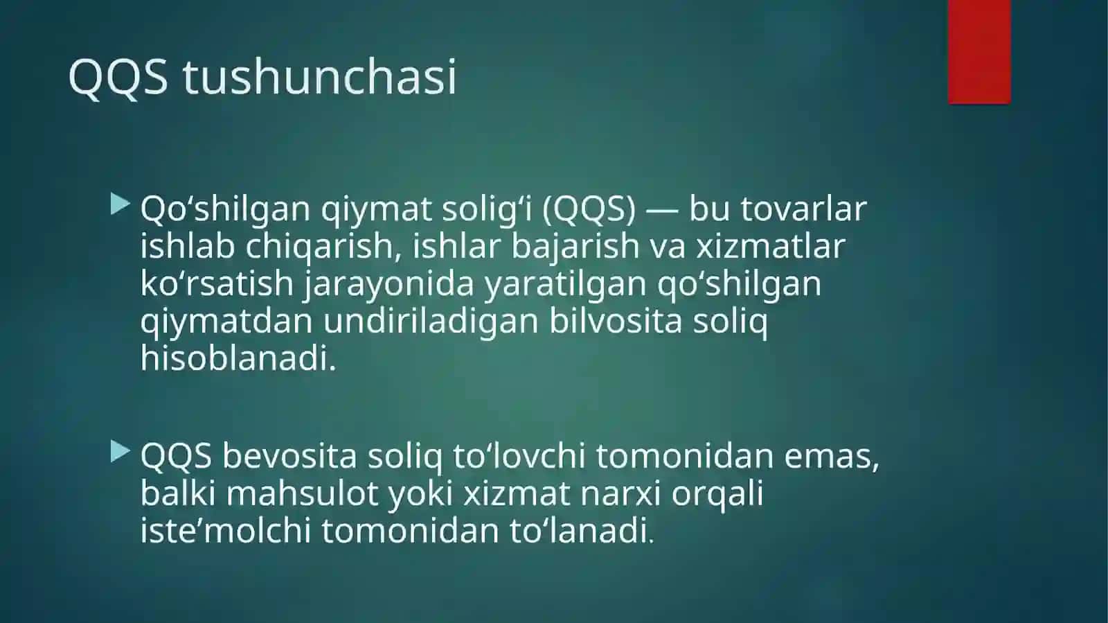 Qo‘shilgan qiymat solig‘i (QQS) 2
