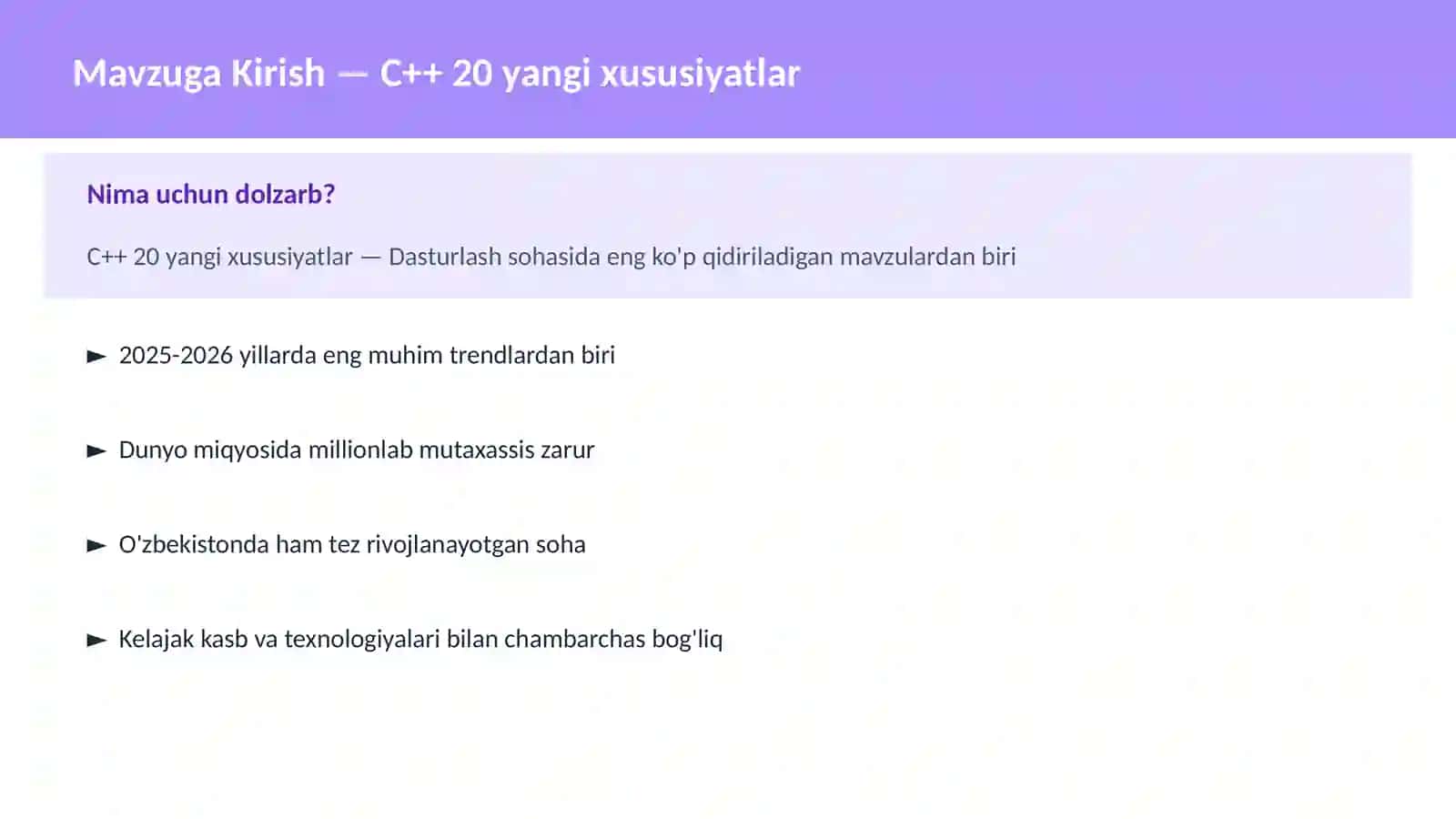 C++ 20 yangi xususiyatlar 2