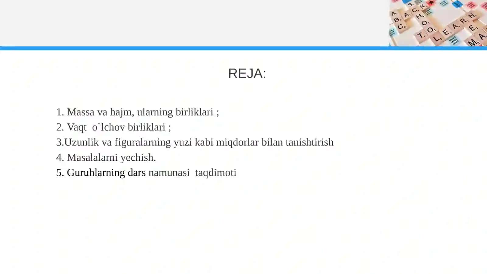 Miqdorlarni o’rgatish metodikasi 2