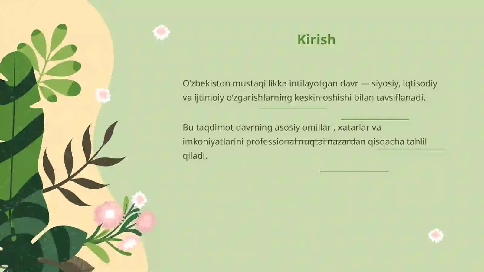 Oʻzbekiston: tayyorgarlik va asosiy omillar 2