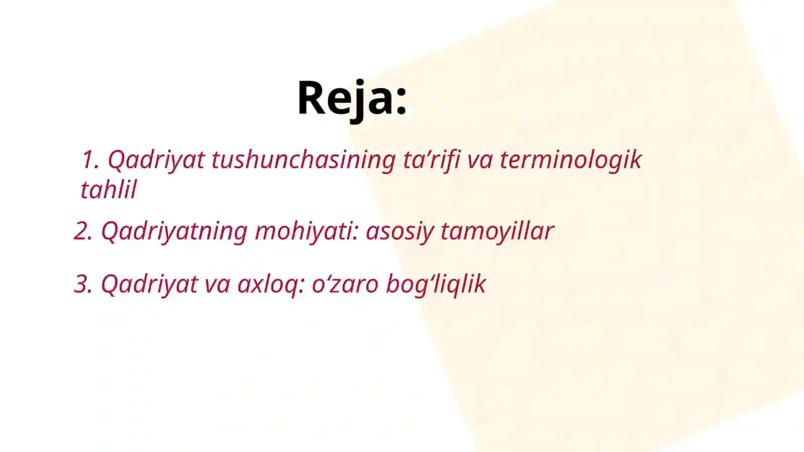 Qadriyat tushunchasining tavsifi va mohiyati 2
