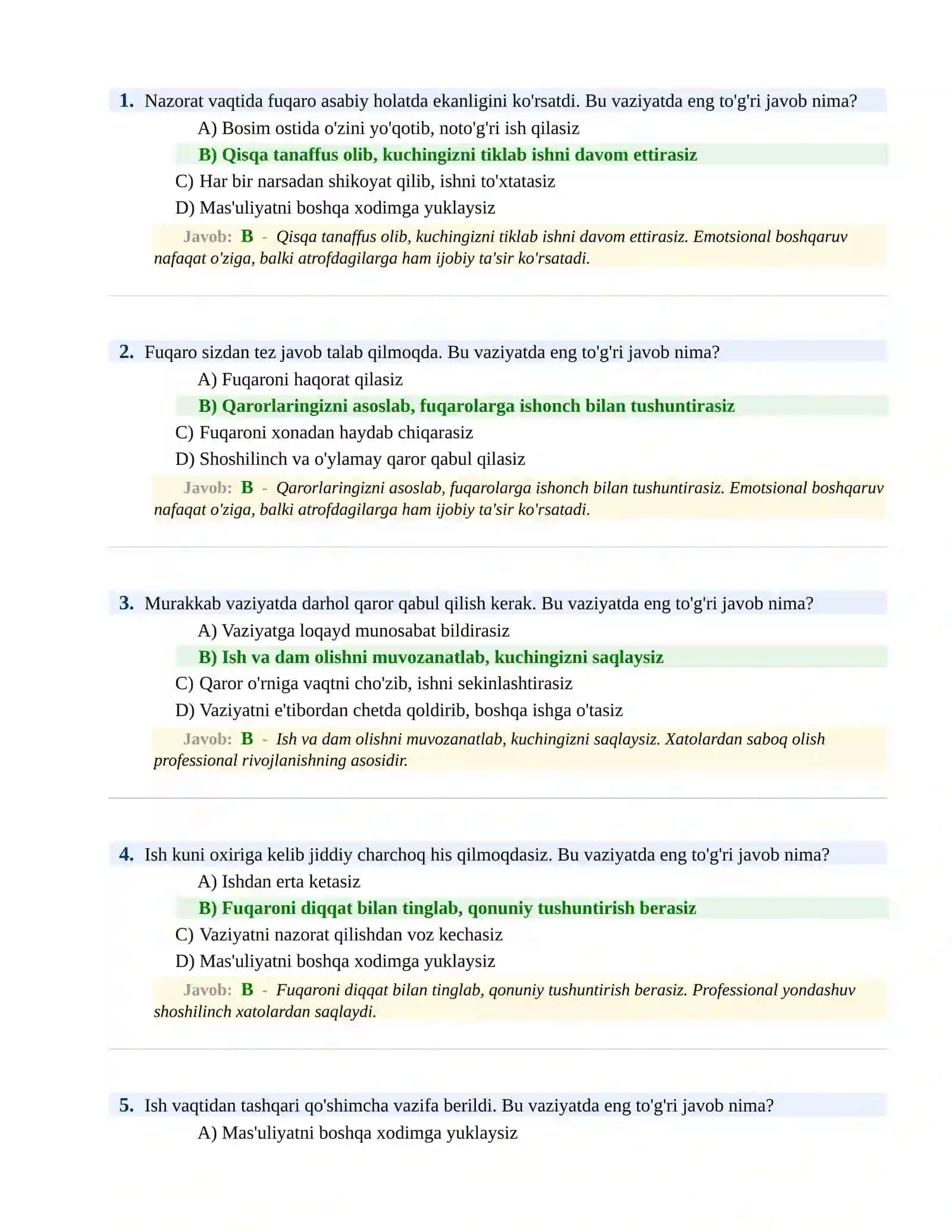 PSIXOLOGIK SINOV Testlari 2