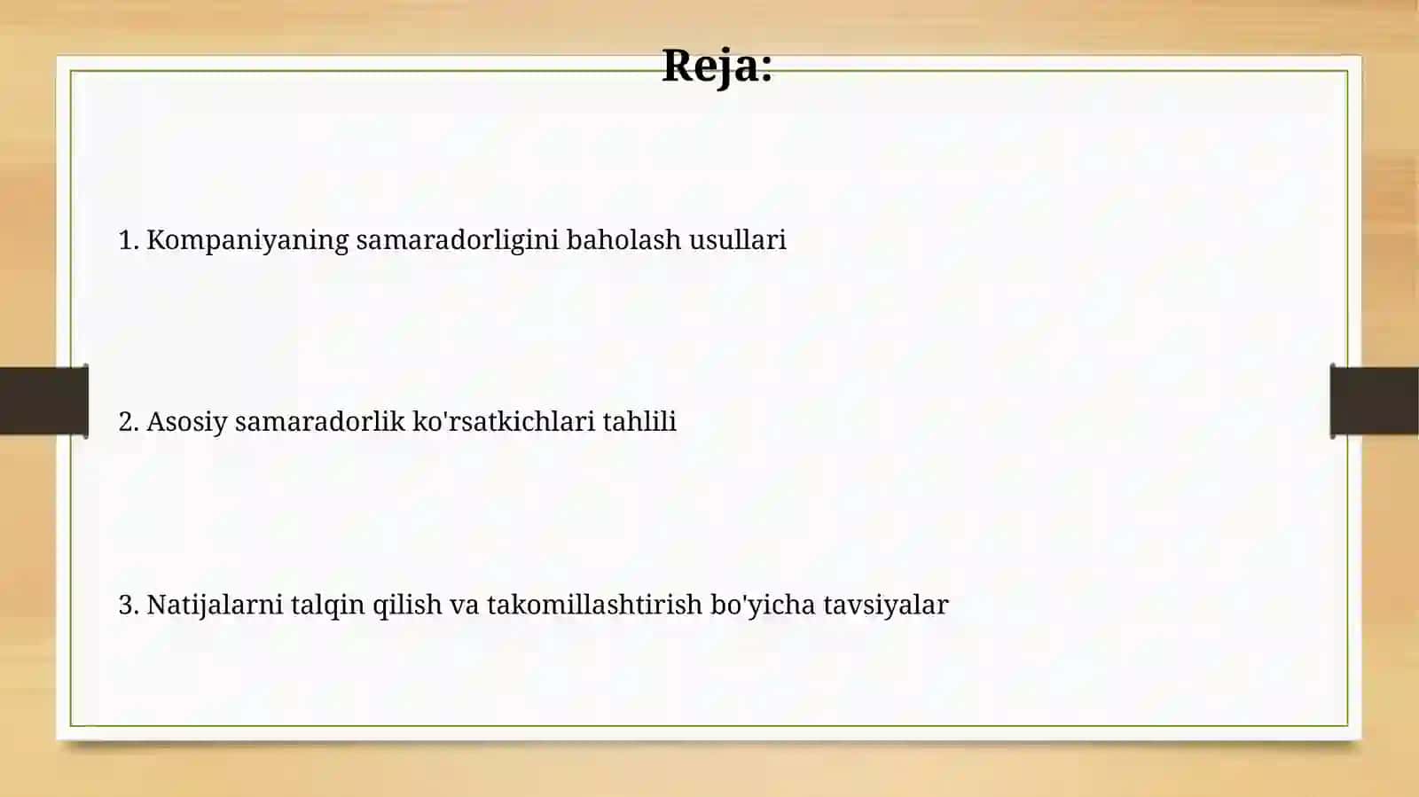 Kompaniyaning samaradorligini baholash usullari 2
