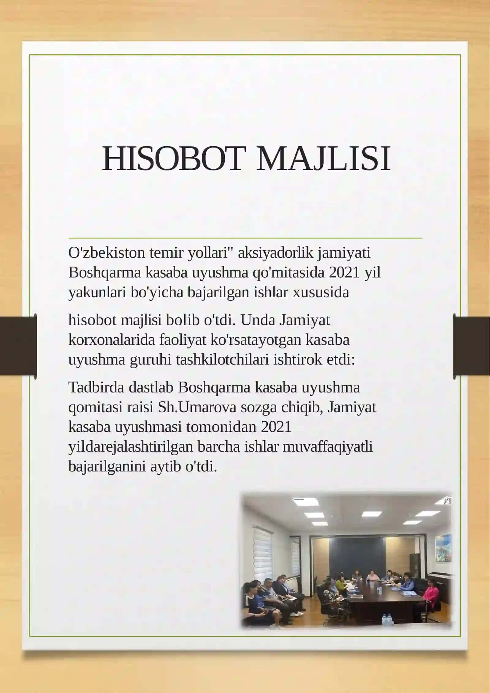 O'ZBEKISTON TEMIRYO'LLARI YILLIK MOLIYAVIY HISOBOTLARI 2
