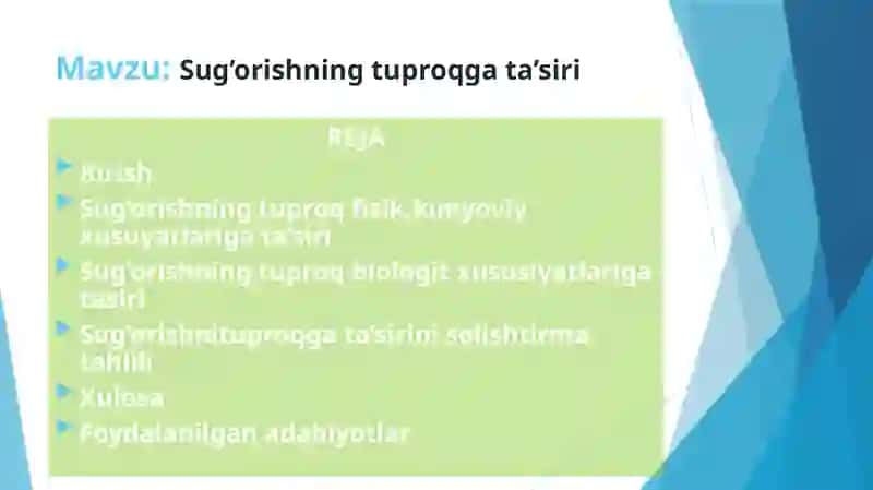 Sug’orishning tuproqga ta’siri 2