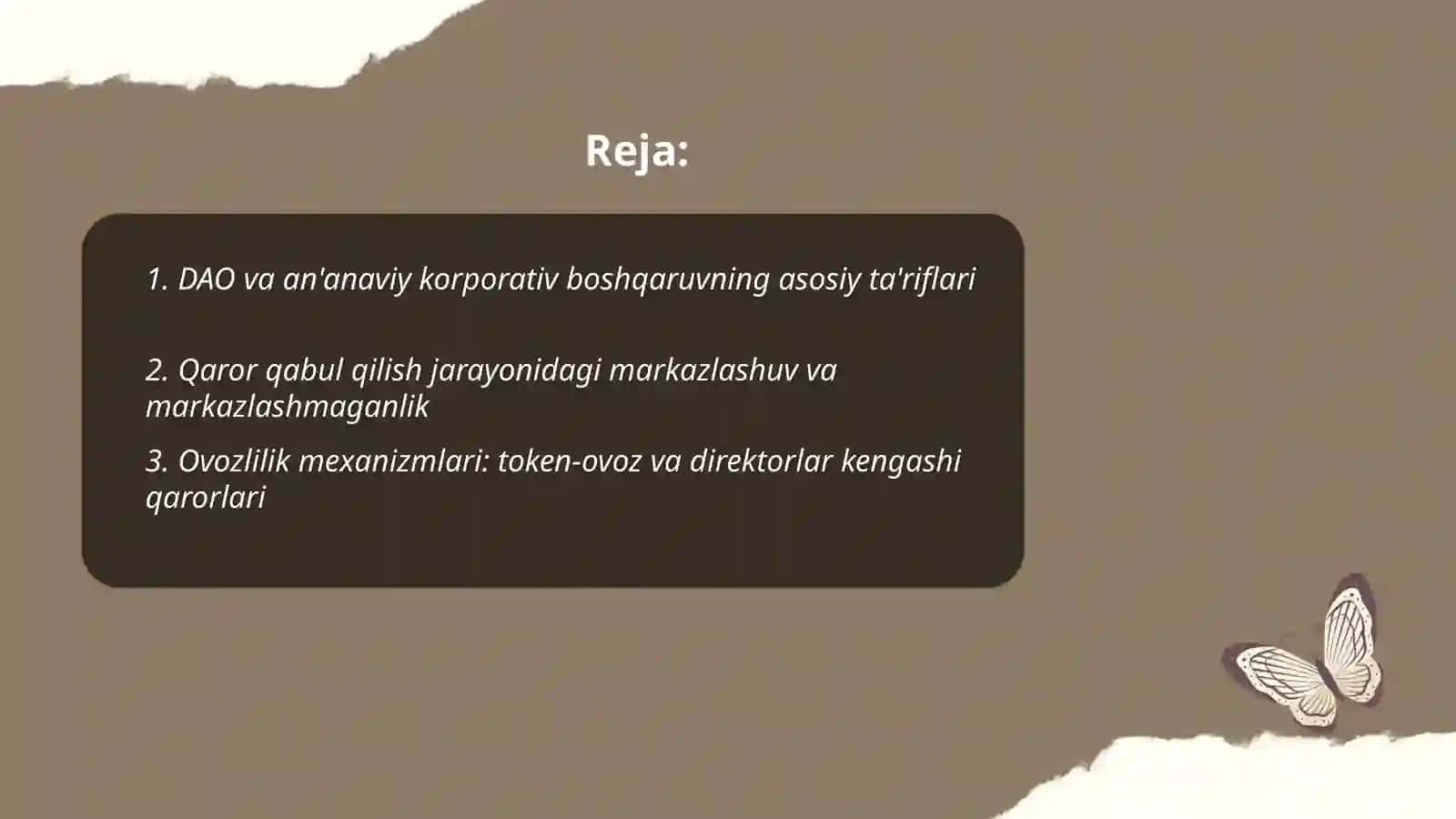 DAO boshqaruv modeli 2