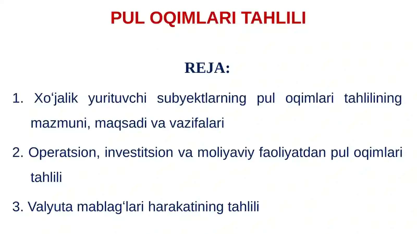 PUL OQIMLARI TAHLILI 2