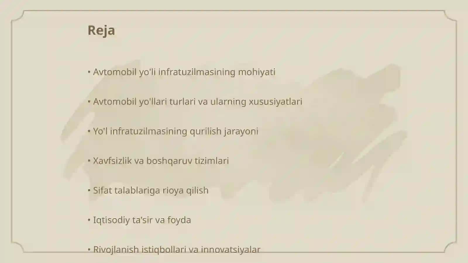 Avtomabil yo'li infratuzilmasi 2
