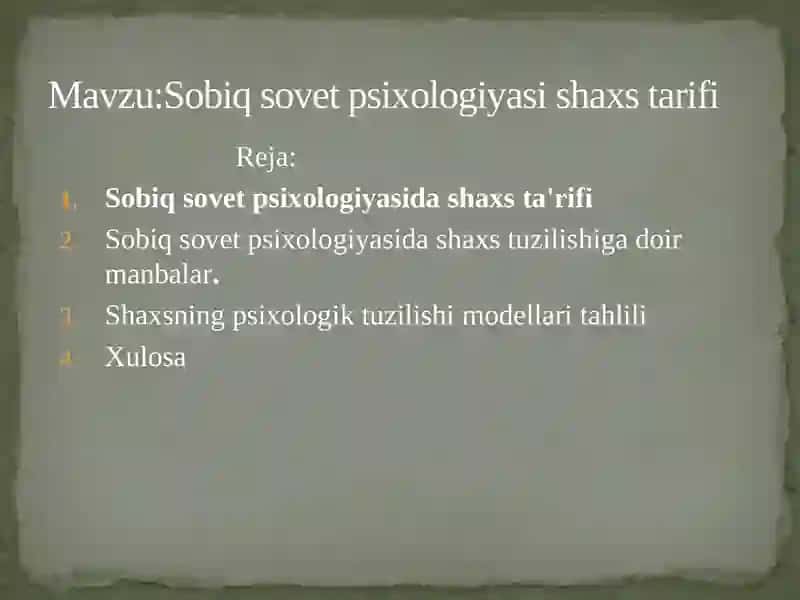 Sobiq sovet psixologiyasi shaxs tarifi 2