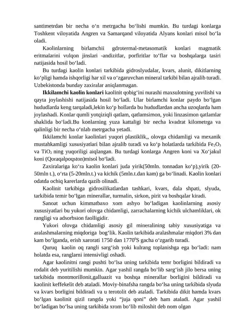 Kaolin tarkibli rudalarniboyitish texnologiyasi 2