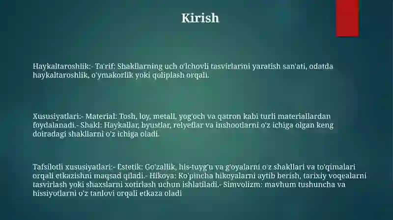 Haykaltaroshlik Va Uning Xususiyatlari 2