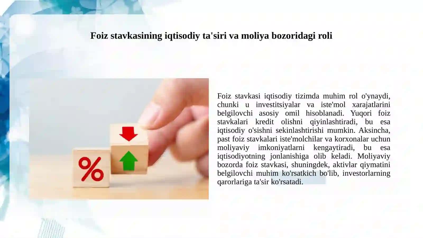 Moliyaviy bozorda foiz stavkasi 2