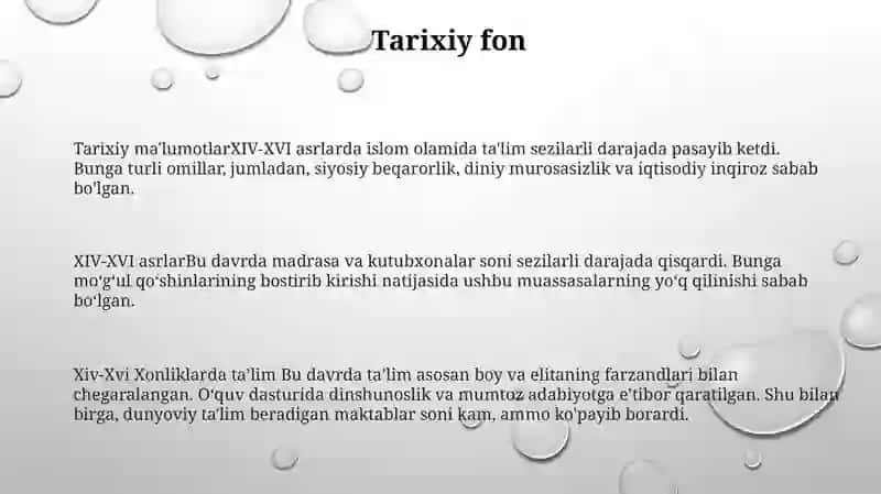 Xiv-Xvi Xonliklarda Ta'Lim 2