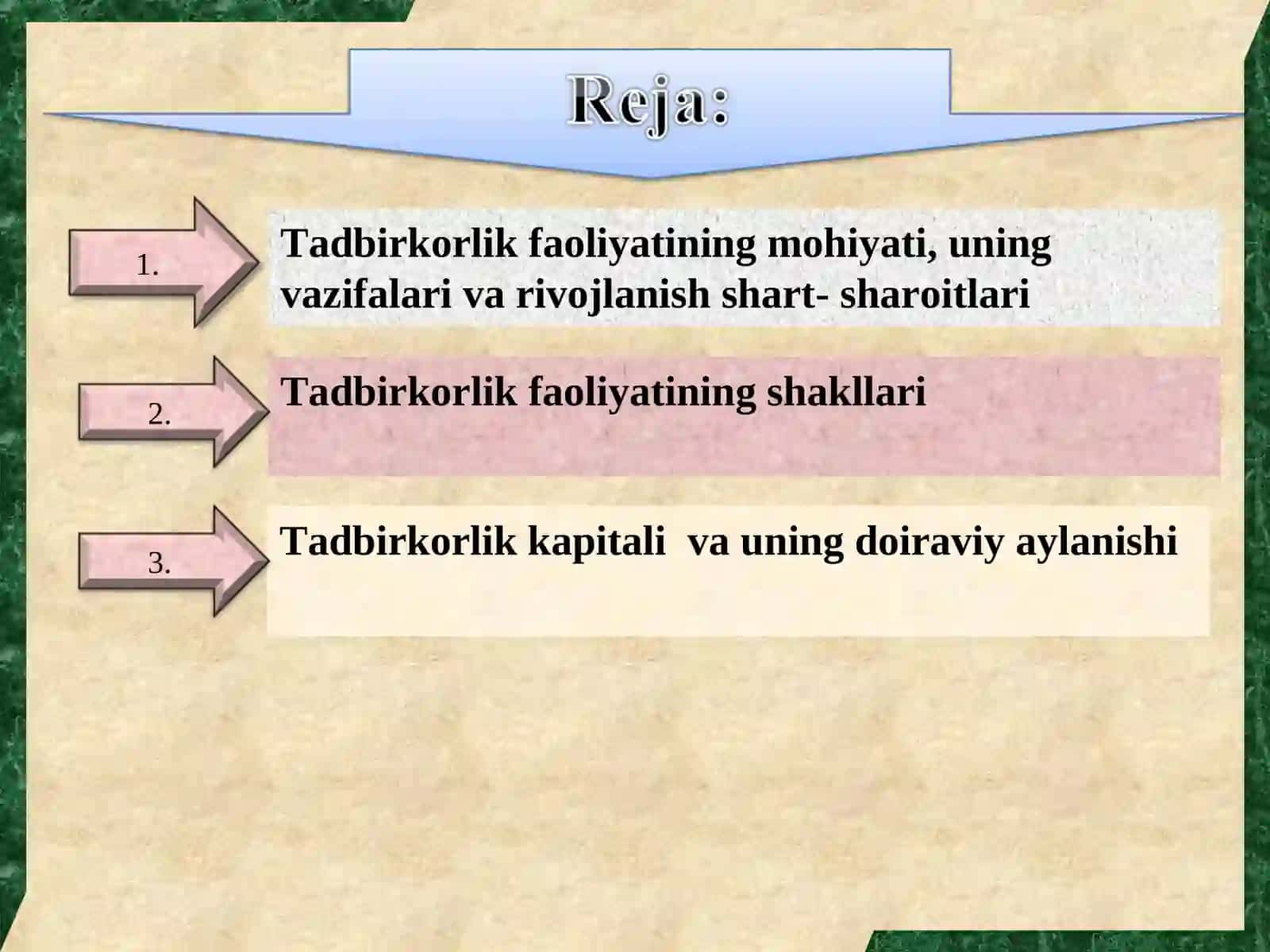Tadbirkorlik faoliyatining shakllari 2