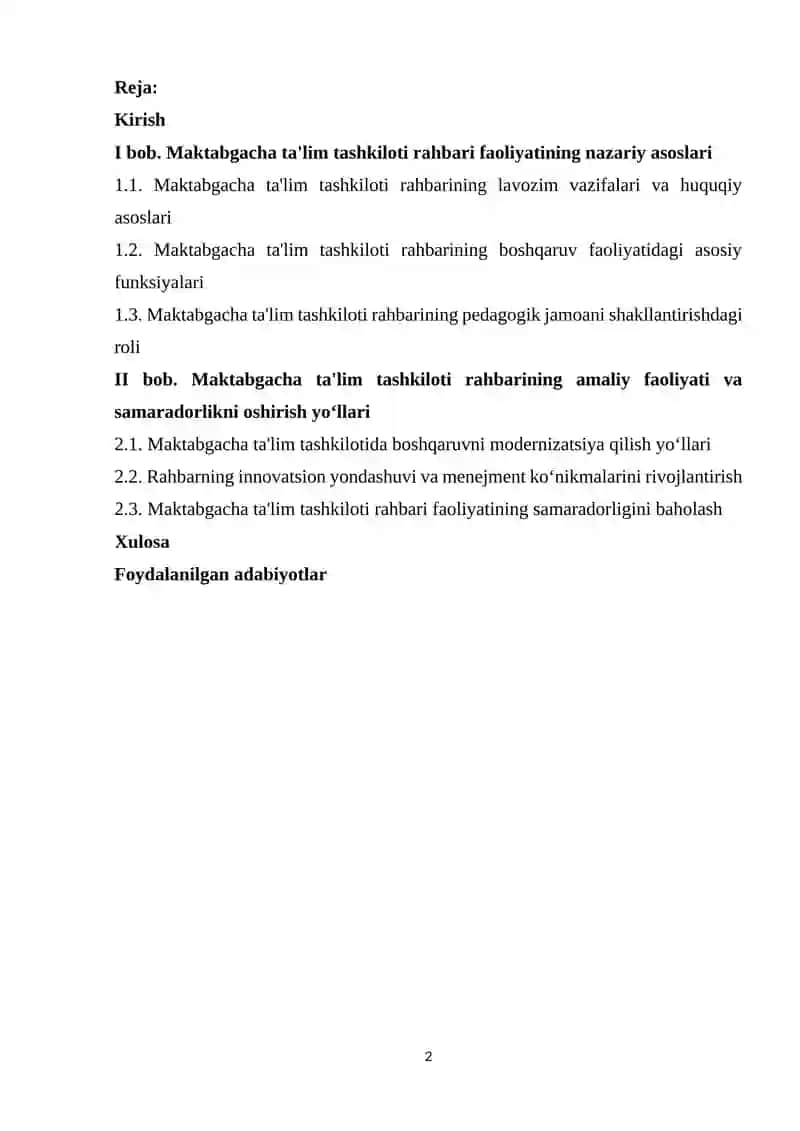 MAKTABGACHA TA’LIM MENEJMENTI 2