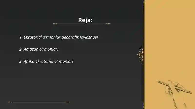 Ekvatorial oʻrmonlar tarqalgan materiklar 2