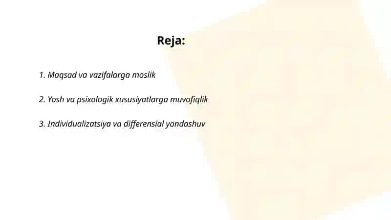 Tarbiya usullarini tanlashga qoʻyiladigan talablar 2