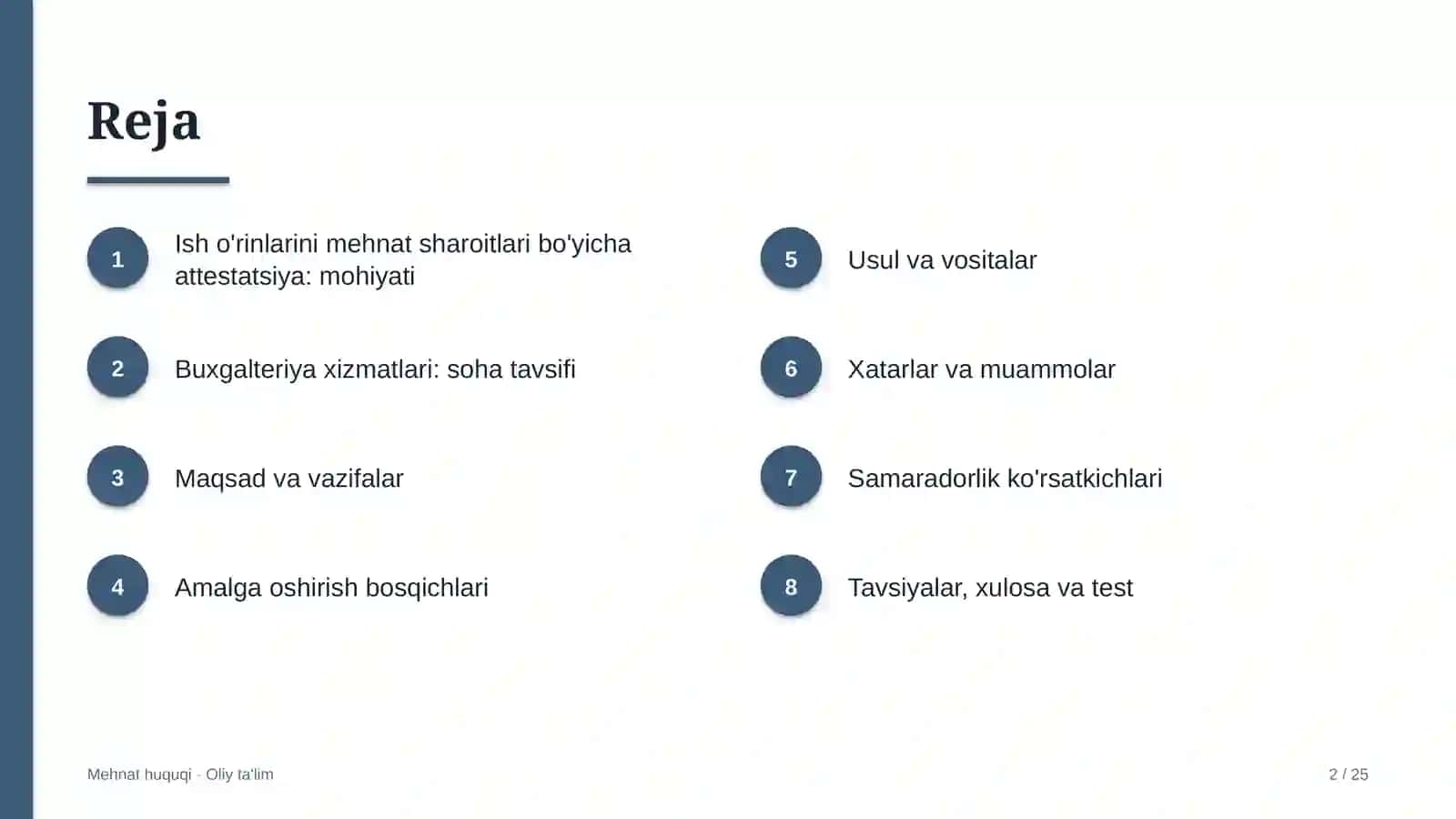Buxgalteriya xizmatlarida ish o'rinlarini mehnat sharoitlari bo'yicha attestatsiyadan o'tkazish 2