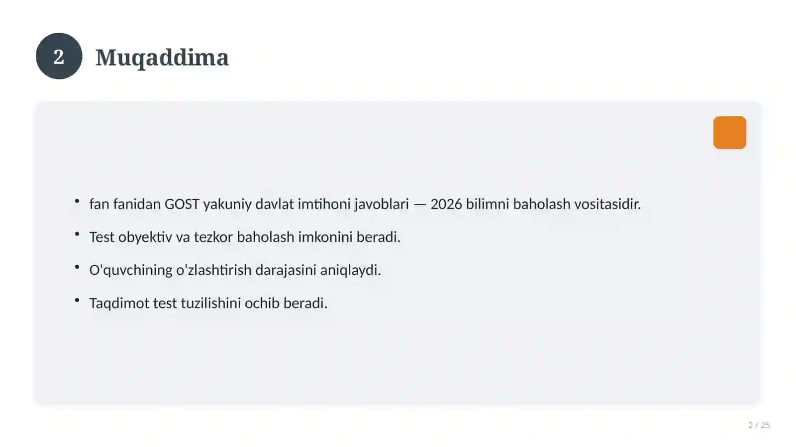 GOST yakuniy davlat imtihoni javoblari 2