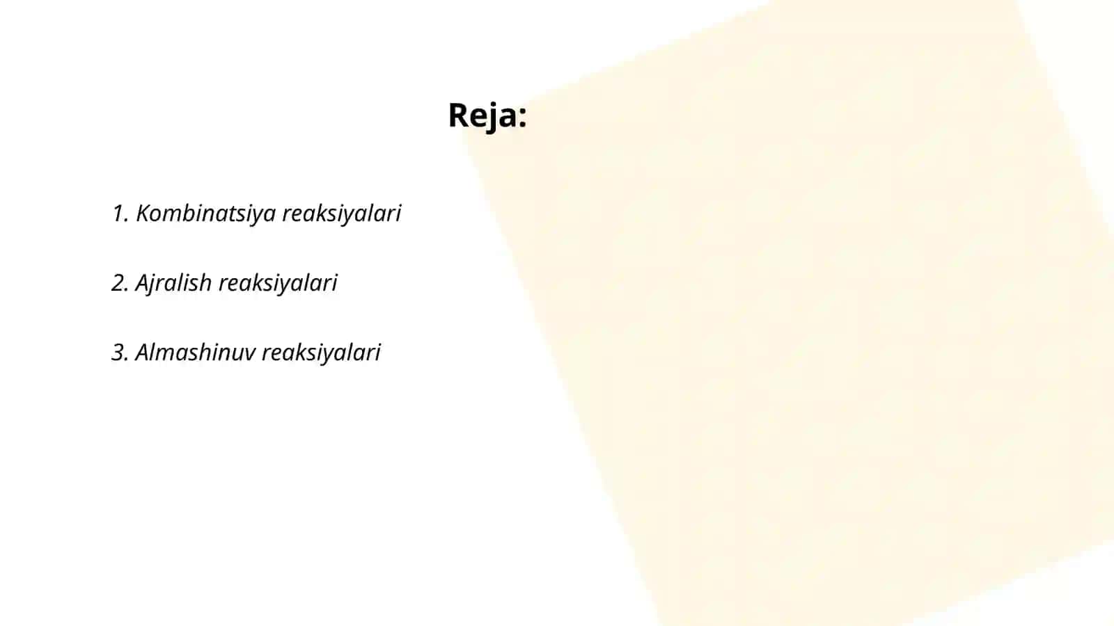 Kimyoviy reaksiyalarning tasnifi 2