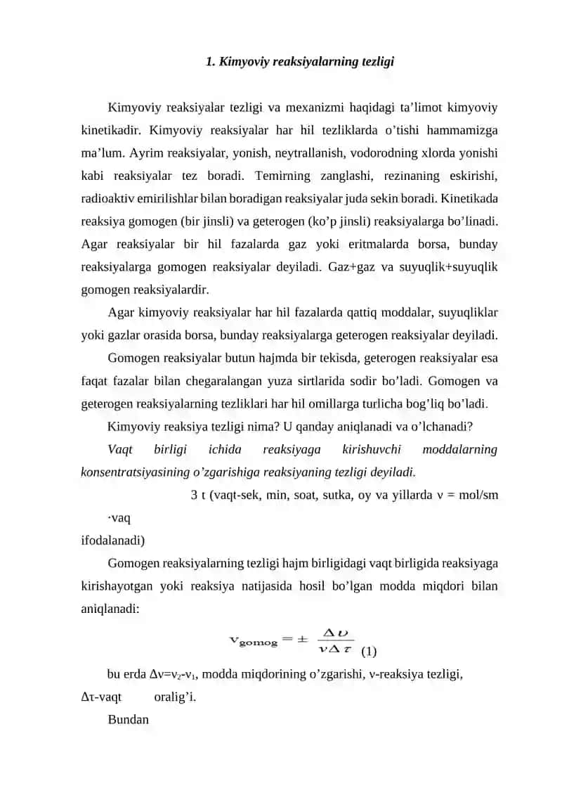 Kimyoviy kinetika va kimyoviy muvozanat 2