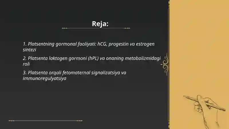 Platsenta, jigar va yuraklarning endokrin faoliyati 2