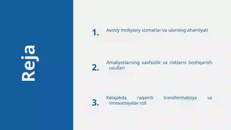 Asosiy moliyaviy xizmatlar 2