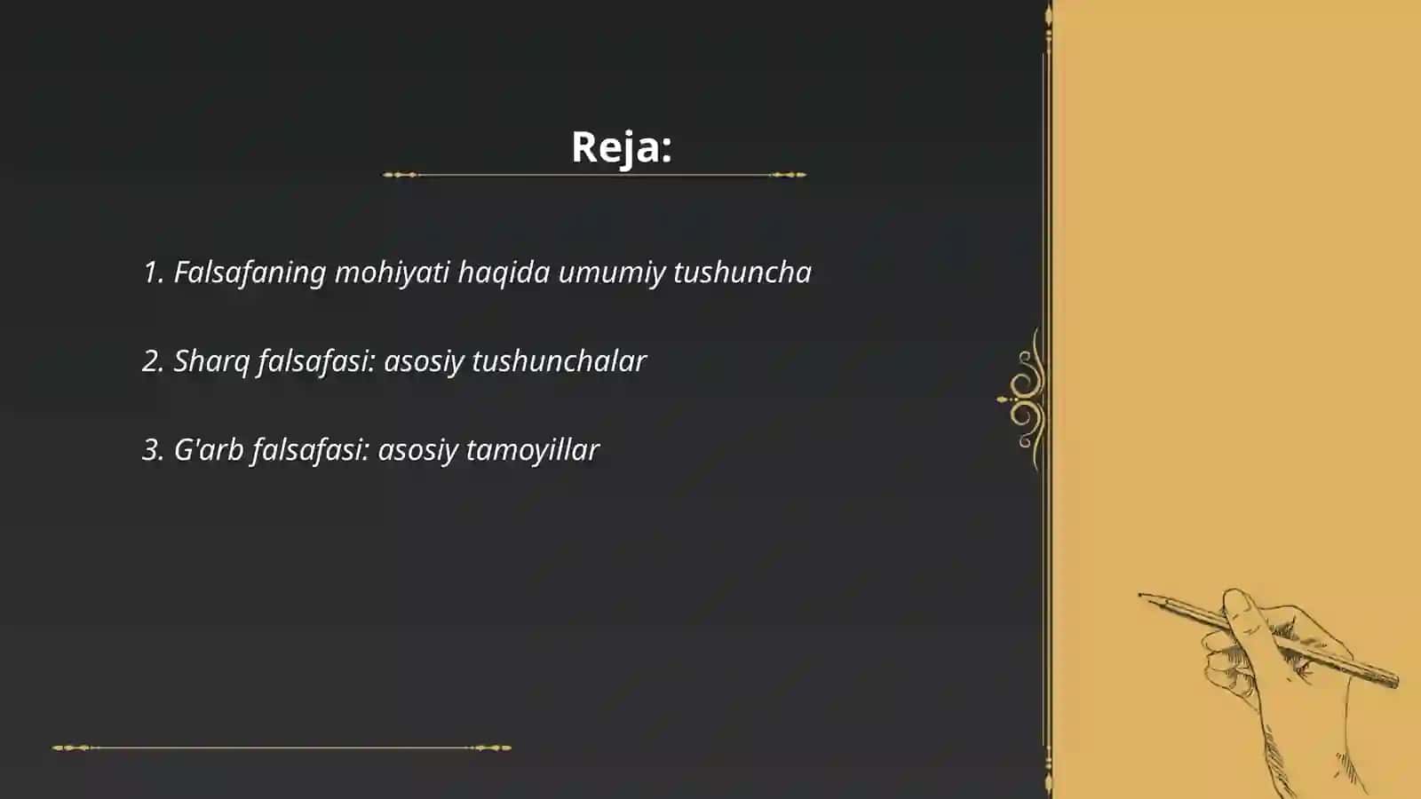 Falsafaning mohiyatiga oid sharq va g'arb mutafakkirlari ta'riflarini tasniflash 2