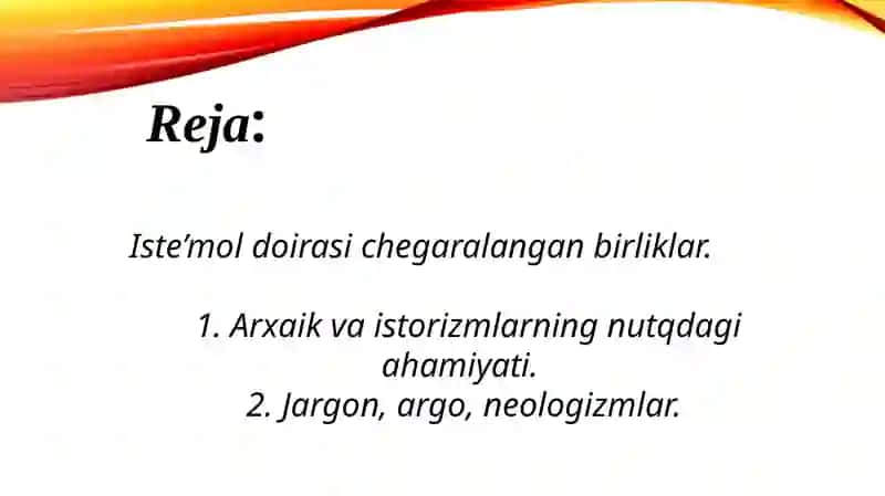 Iste'mol doirasi chegaralangan birliklar Tabu defemizm istorizm 2