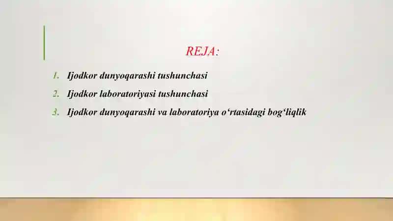 IJODKOR DUNYOQARASHI VA IJODKOR LABARATORIYASI 2