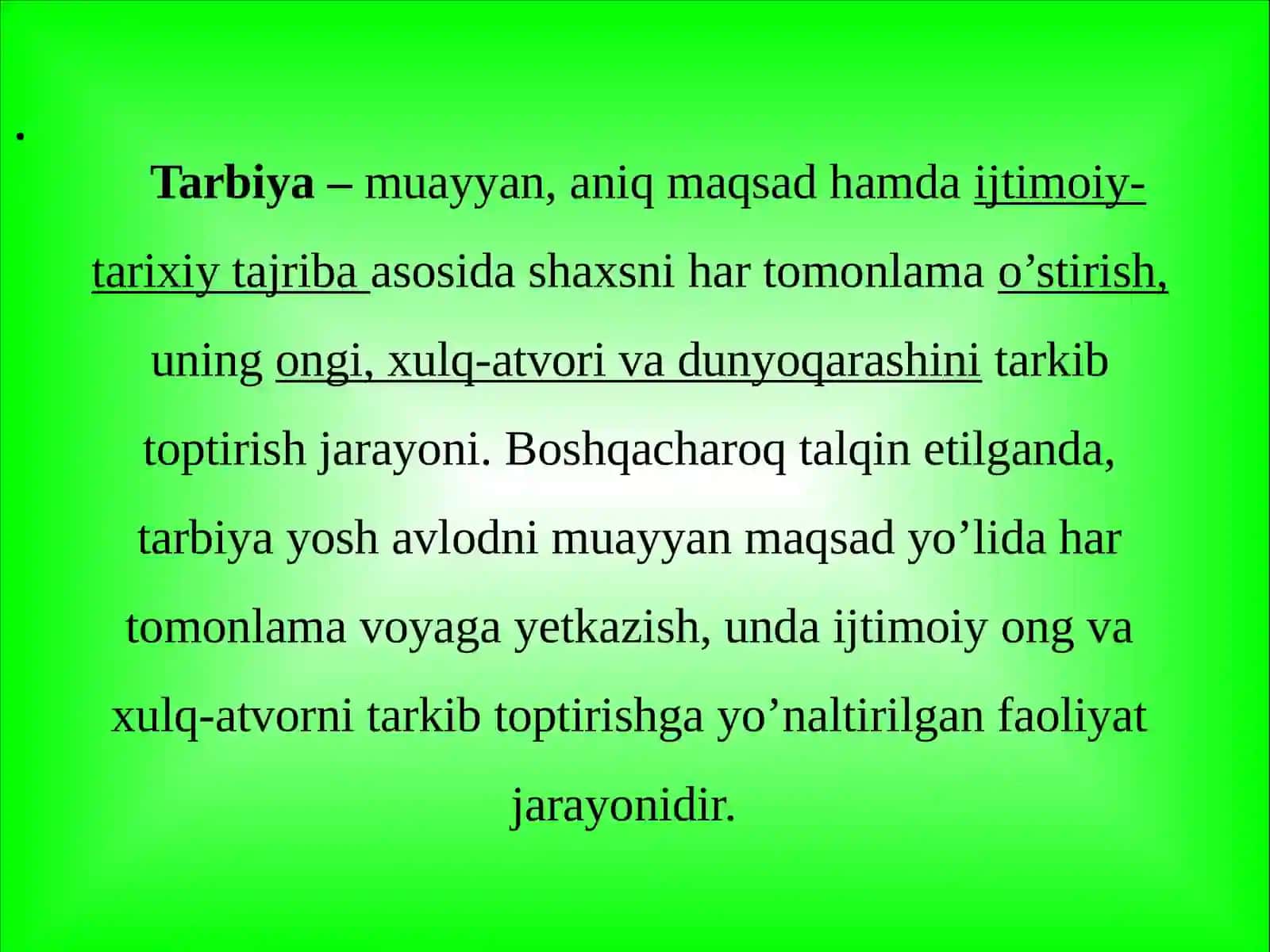 TARBIYA JARAYONINING MAZMUNI VA MOHIYATI 2
