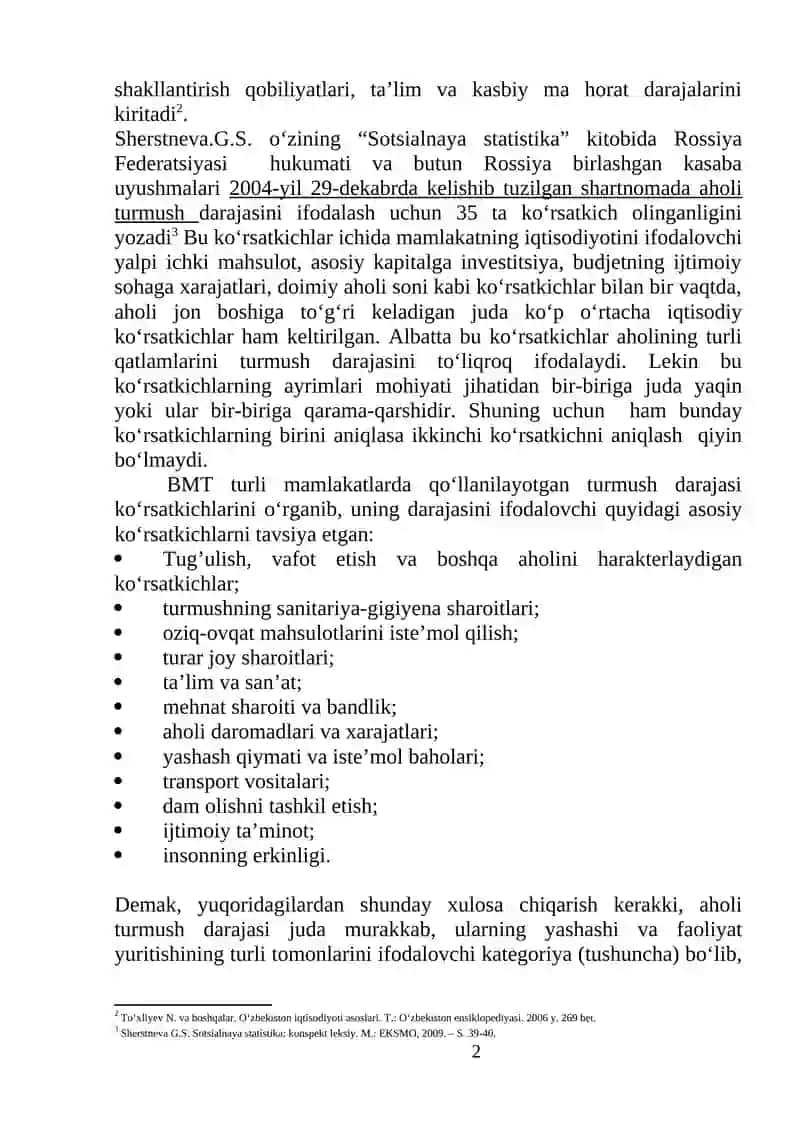 AHOLI TURMUSH DARAJASI STATISTIKASI 2