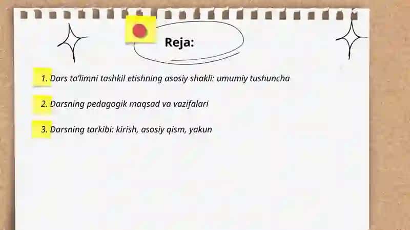 Dars taʼlimni tashkil etishning asosiy shakli 2