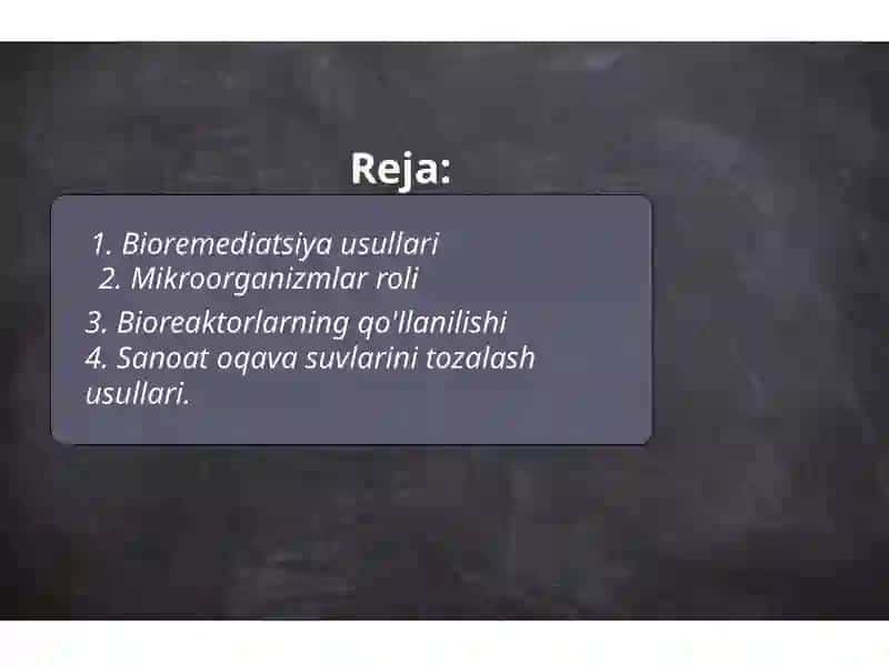 Oqava suvlarini tozalash biotexnologiyasi 2