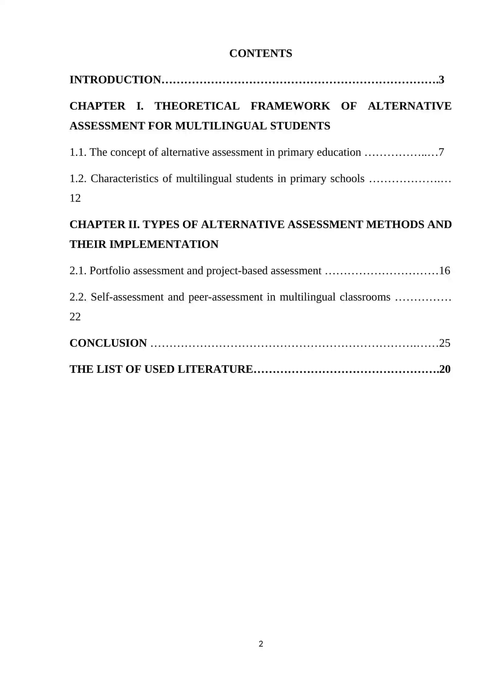 ALTERNATIVE ASSESSMENT METHODS FOR MULTILINGUAL STUDENTS IN PRIMARY SCHOOLS 2