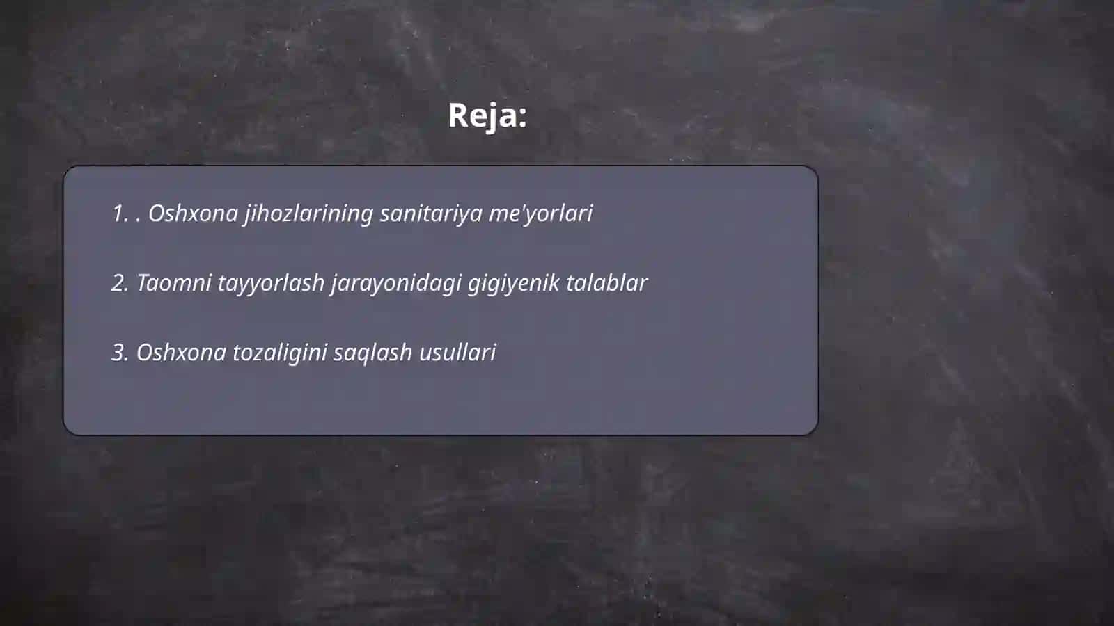 Oshxona jihozlarining sanitariya me'yorlari 2