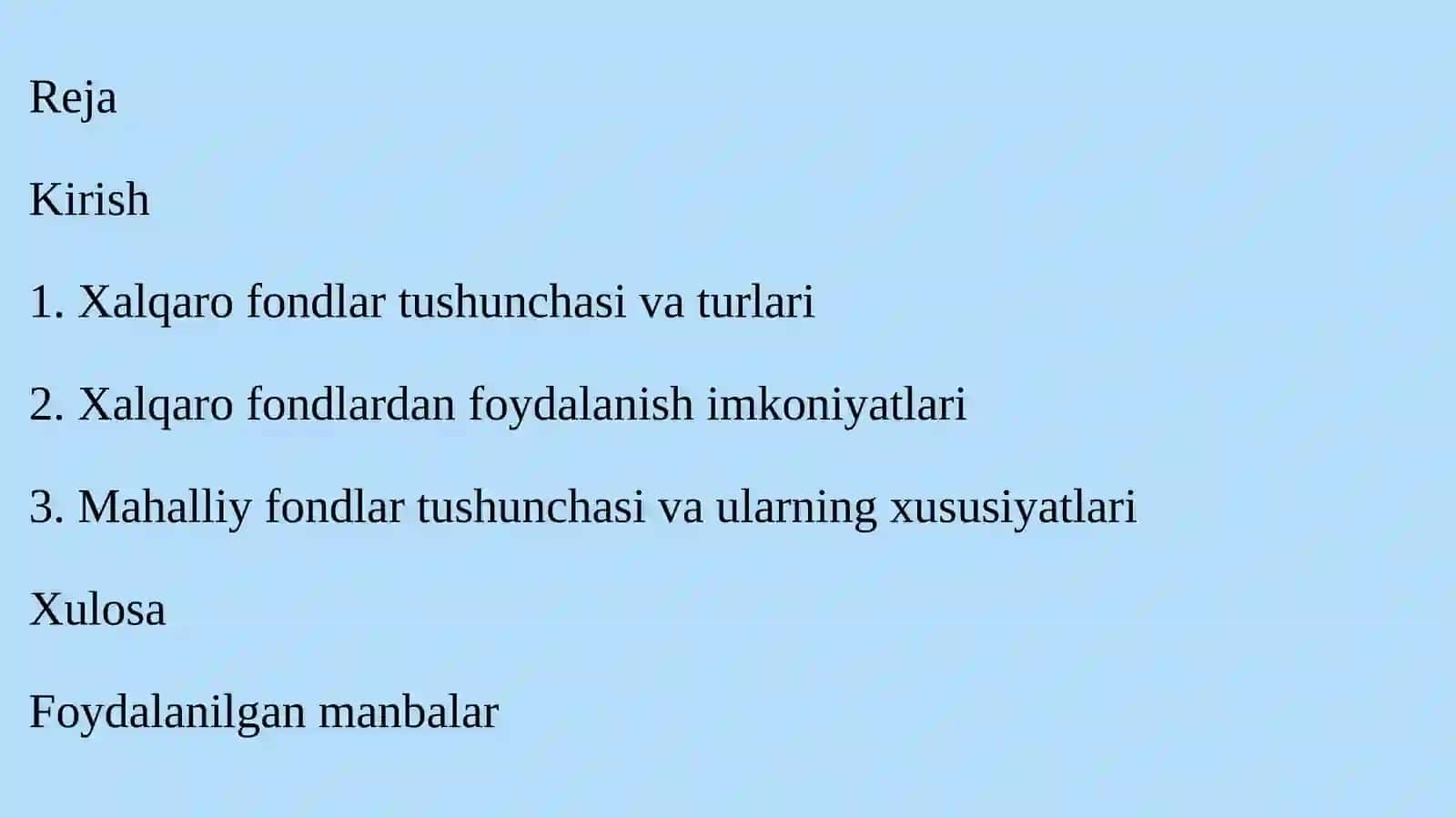 XALQARO VA MAHALLIY FONDLAR TAVSIFI 2
