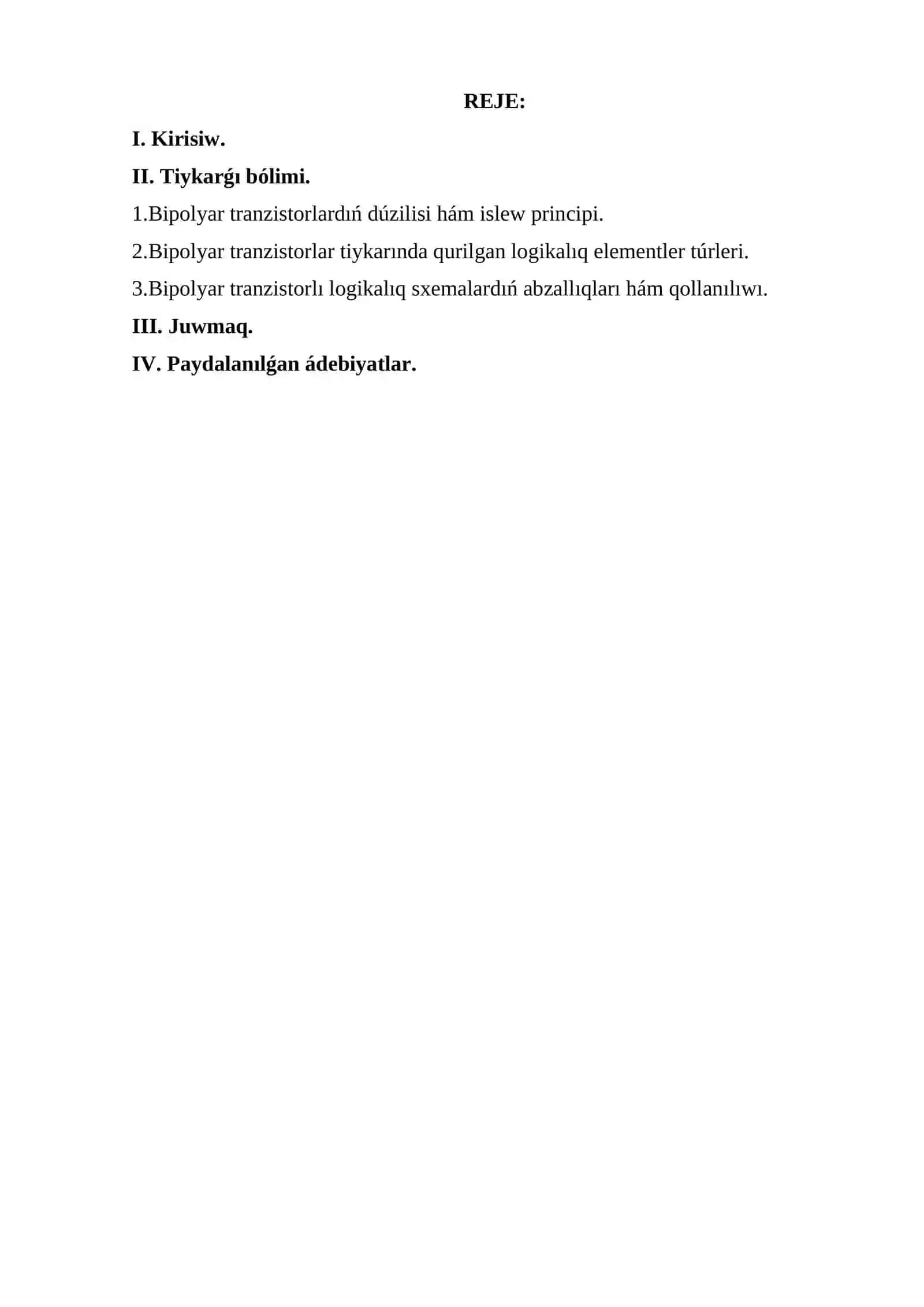 Bipolyar tranzistorlar tiykarındaǵı logikalıq elementler 2