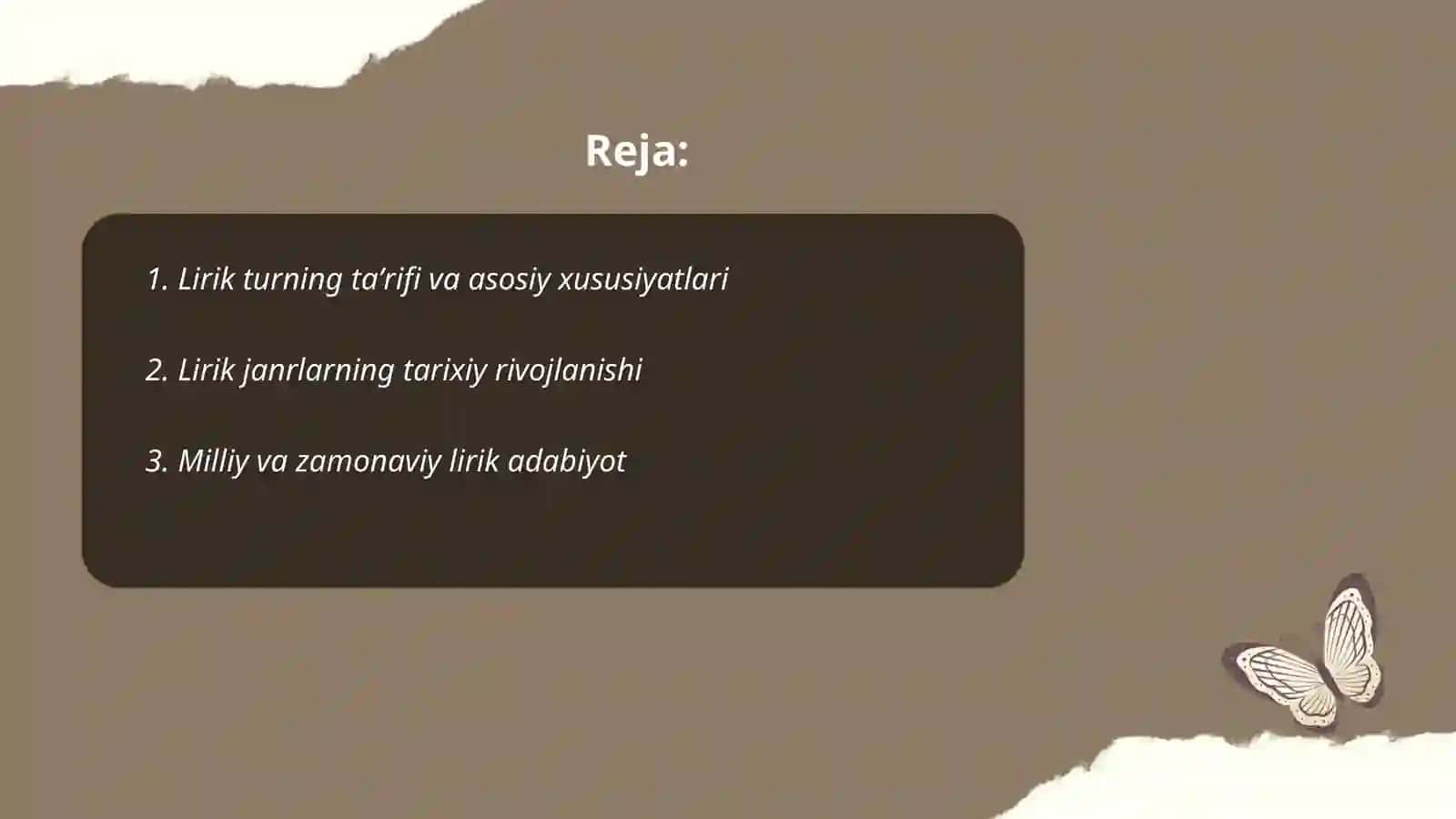 Lirik tur va uning janrlari 2