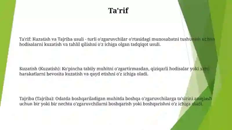 Kuzatish Va Tajriba Metodi 2