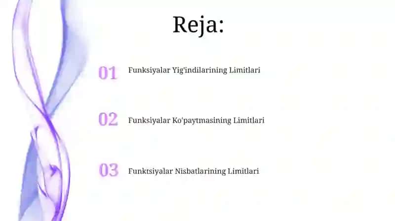 Funksiyalar Yig'indilarining Limitlari 2