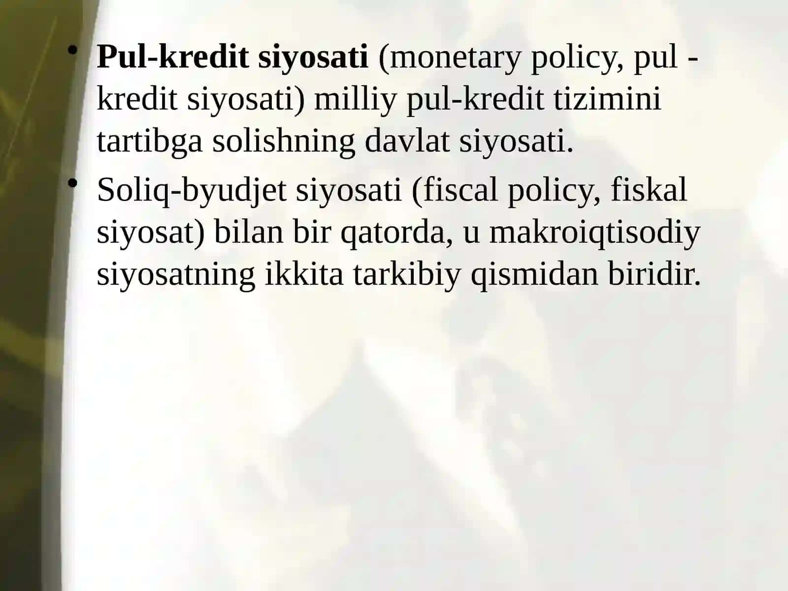 Pul-kreditsiya siyosati 2