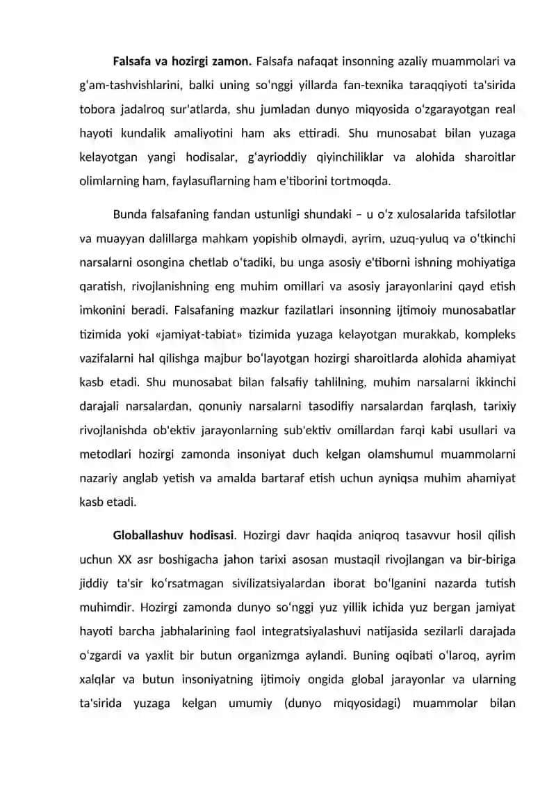 Globallashuvning falsafiy muammolari 2