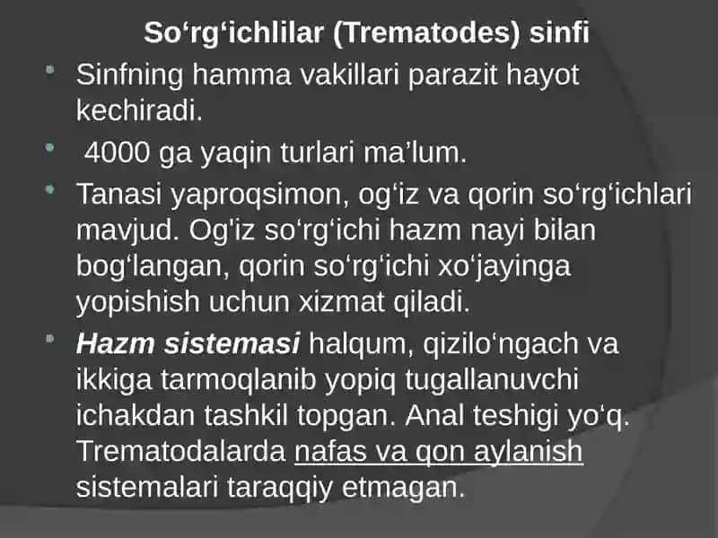 So‘rg‘ichlilar (Trematodes) sinfi 2