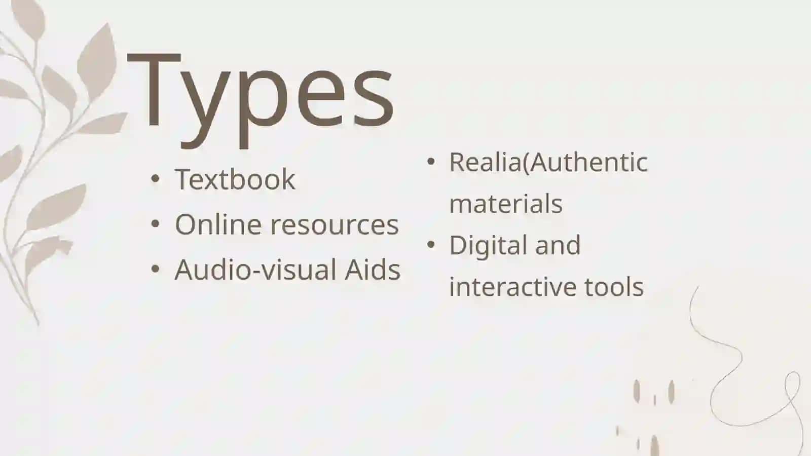 The different types of materials in FLT 2