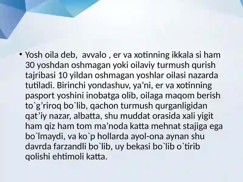 Yosh oila adaptatsiyasi va integratsiyasi 2