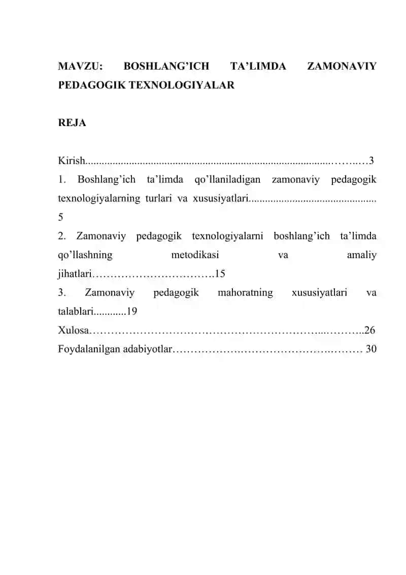 BOSHLANG’ICH TA’LIMDA ZAMONAVIY PEDAGOGIK TEXNOLOGIYALAR 2