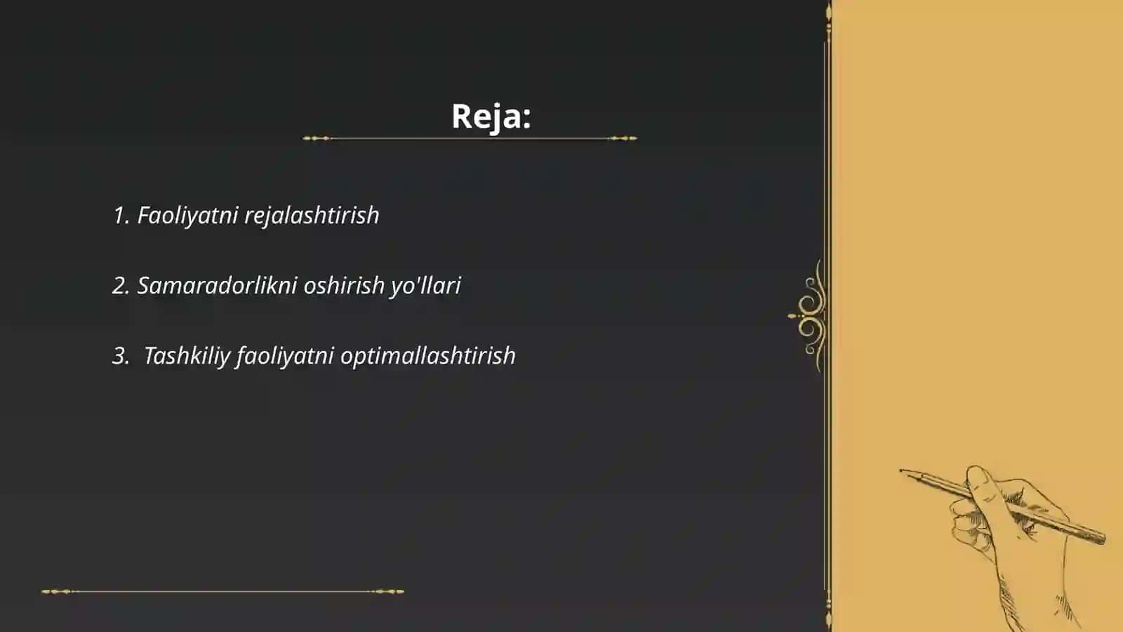 Faoliyatni rejalashtirish 2