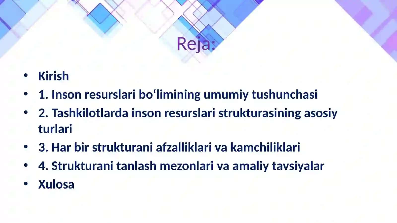 Tashkilot inson resurslari strukturasing asosiy turlari 2