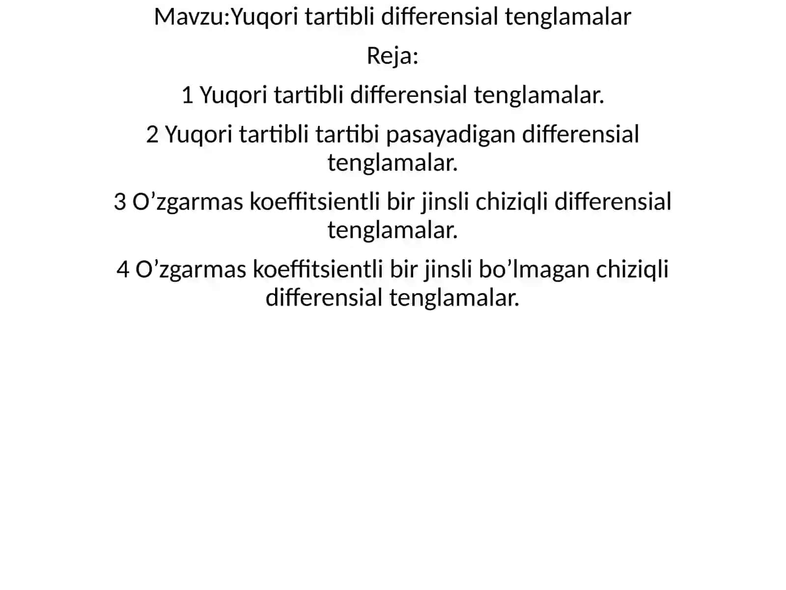 Yuqori tartiblidifferensial tenglamalar 2